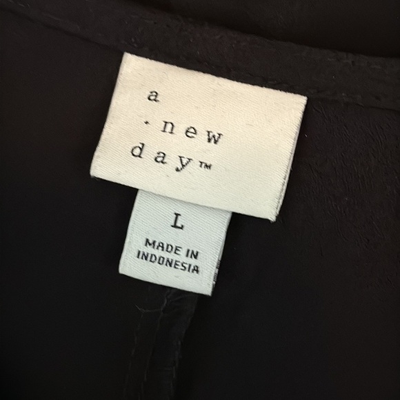 A New Day Short Sleeve Ruffle Hem Drop Waist Mini Dress in Black Size Large - Picture 7 of 8